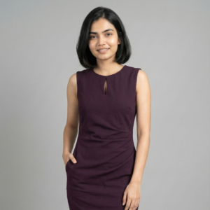 Plum sheath dress with keyhole neckline